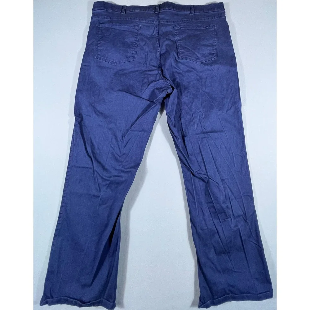 Roundtree & Yorke Travel Smart Mens 46x30 Blue Chino Pants Stretch Straight Leg